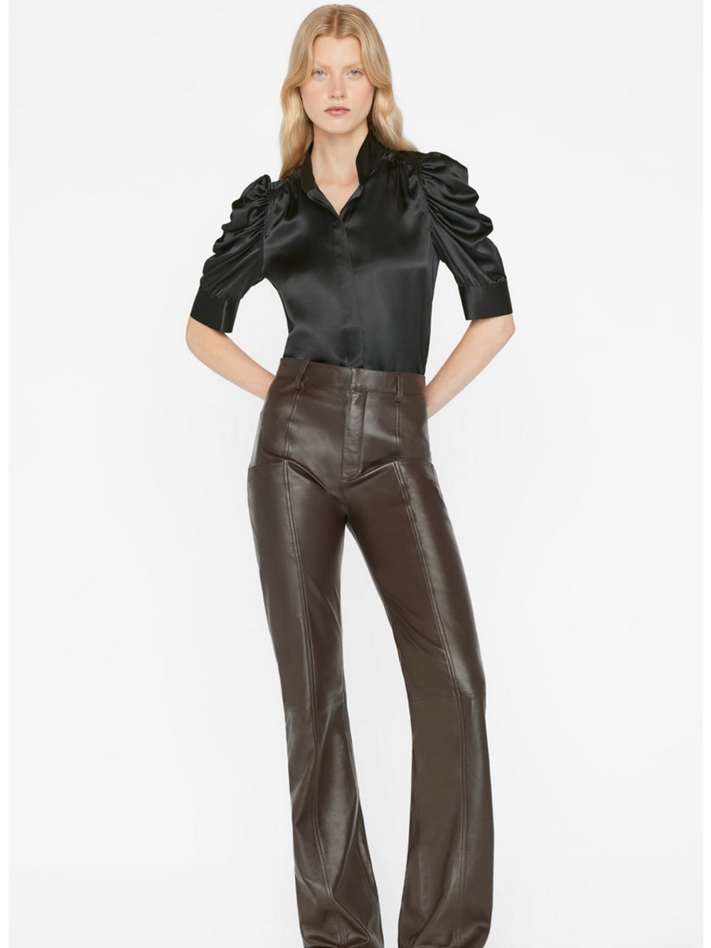 EUC FRAME The Gillian Silk Puff Sleeve Top Women’s Size Medium Retail $348
